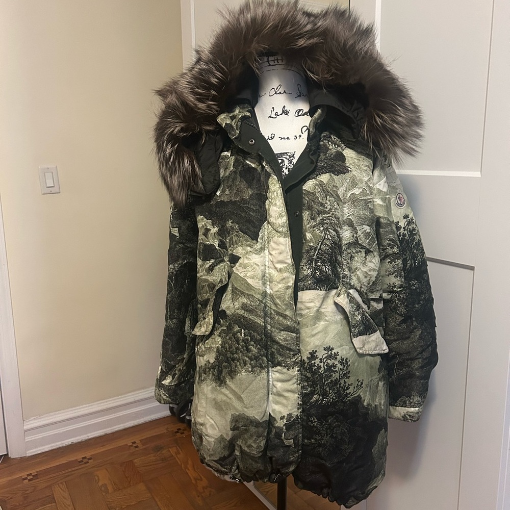 Moncler Black Parka with Fur Trim